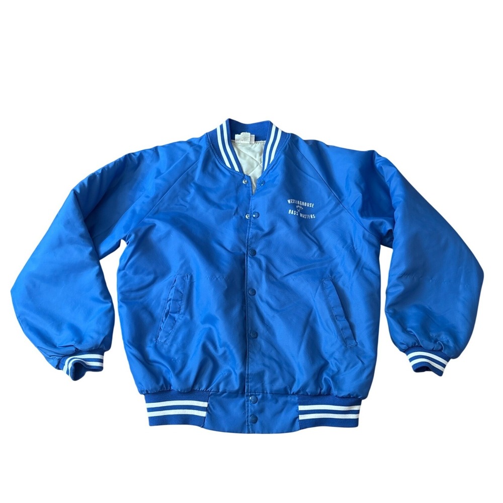 Hartwell Bomber Jacket Mens Blue Vintage Westinghouse Bass Masters SIZE Large